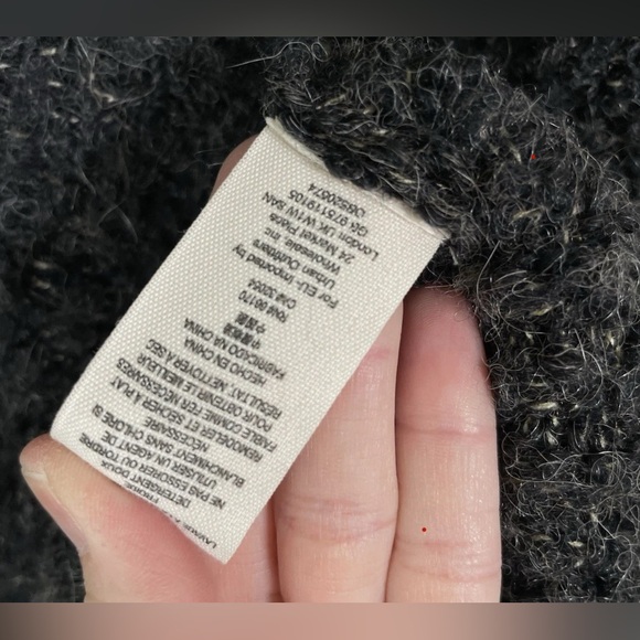 Free People Alpaca Wool Blend Sweater Size Large Grandpa Cardigan Oversized Gray - Picture 8 of 10